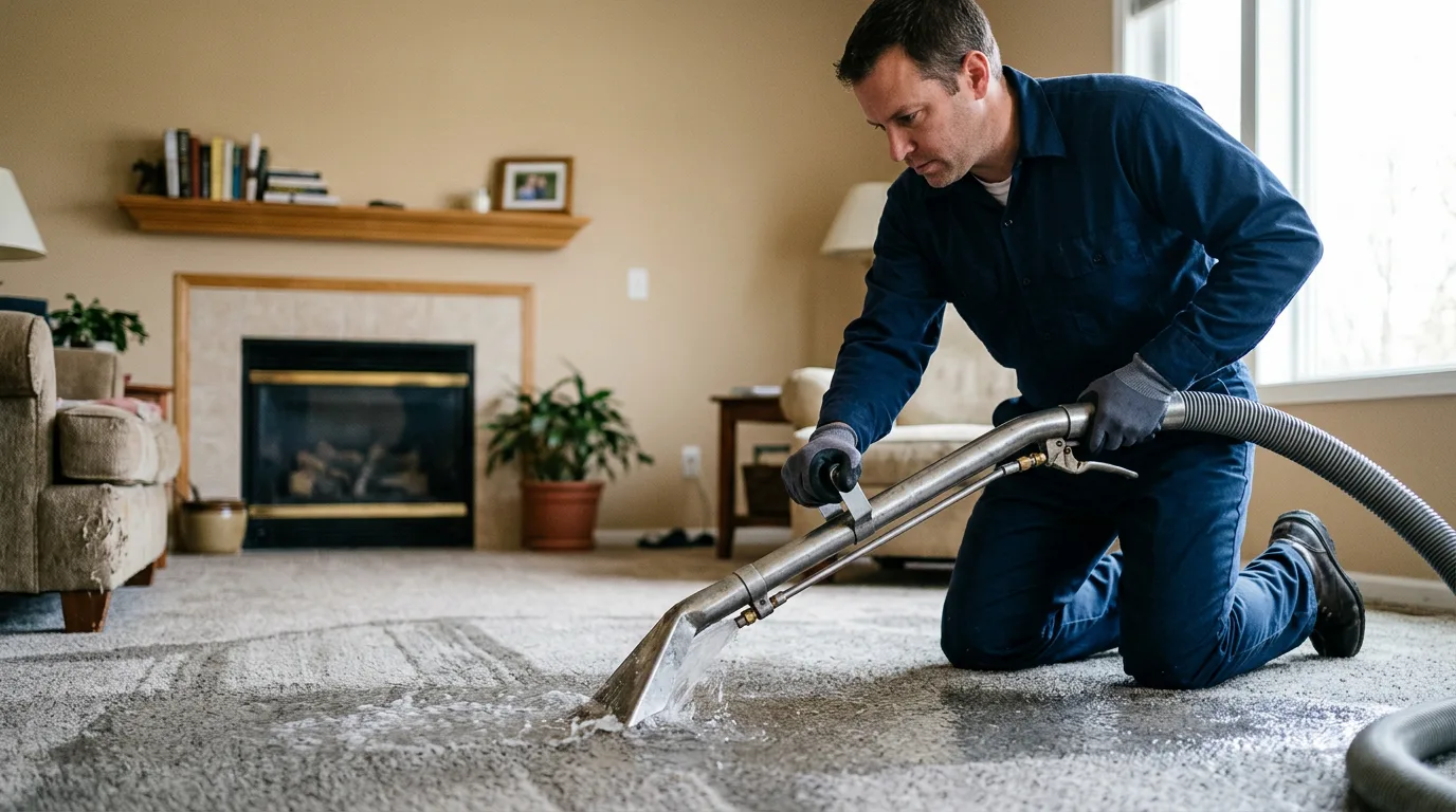 Water damage restoration technician working near Morning Sun, IA